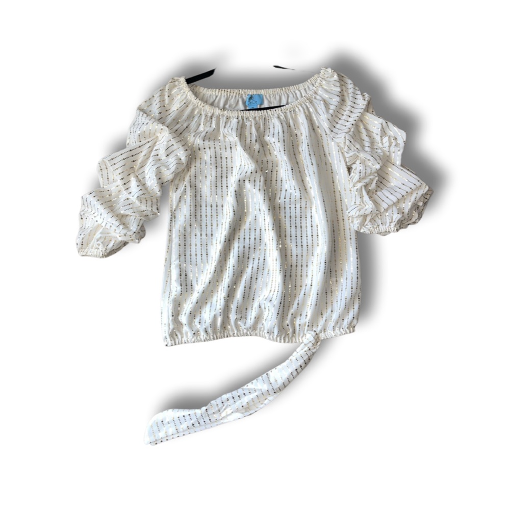 Cece White/Gold Blouse XS